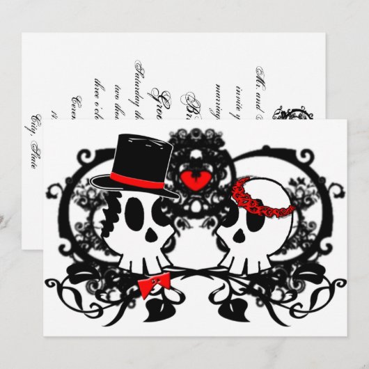Gothic Skulls Hochzeit Einladung (Vorne/Hinten)