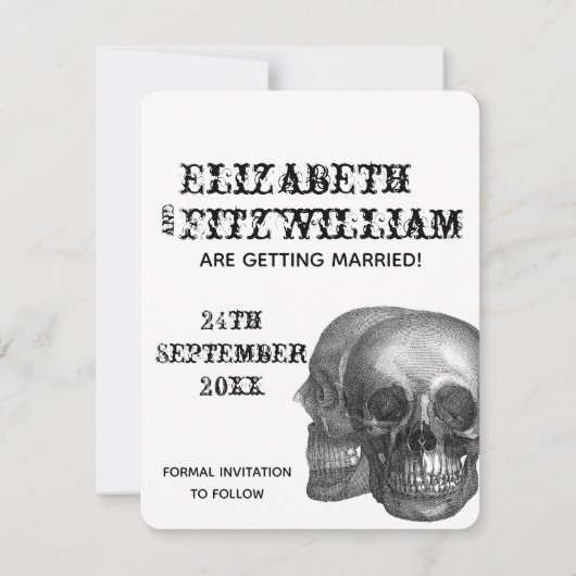 Gothic Skulls Hochzeit speichern das Datum Einladung (Rückseite)