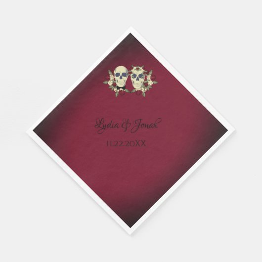 Gothic Skulls Hochzeitsempfang Serviette (Ecke)