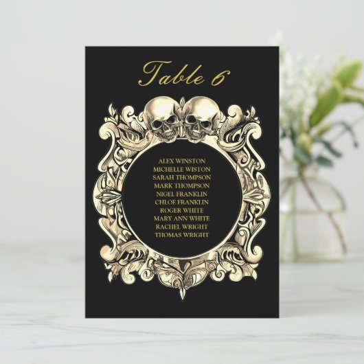 Gothic Skulls Hochzeitsplanung Tischnummer (Stehend Vorderseite)
