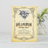 Gothic Skulls in Hats Halloween Party Einladung (Stehend Vorderseite)