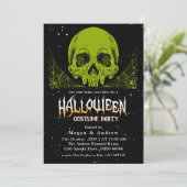 Gothic Skulls in Hats Halloween Party Einladung (Stehend Vorderseite)