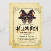 Gothic Skulls in Hats Halloween Party Einladung (Vorne/Hinten)