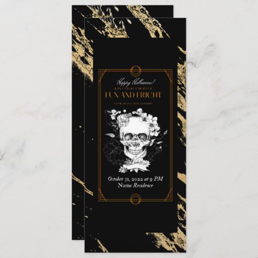 Gothic Skulls in Hats Halloween Party Einladung (Vorne/Hinten)