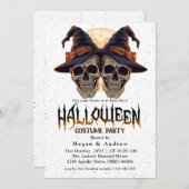 Gothic Skulls in Hats Halloween Party Einladung (Vorne/Hinten)