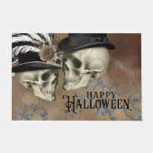 Gothic Skulls in Hats Vintag Halloween Fußmatte (Vorderseite)