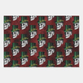 Gothic Skulls in Top Hats Red Green Holiday Geschenkpapier Set (Vorderseite 2)