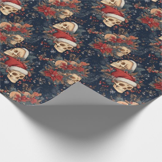 Gothic Skulls in Weihnachtsmannmützen Weihnachten Geschenkpapier (Ecke)
