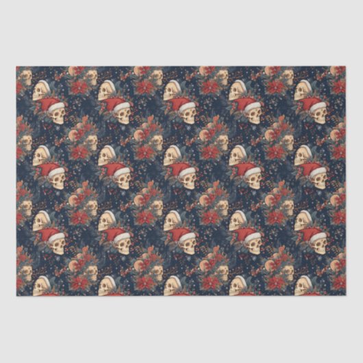 Gothic Skulls in Weihnachtsmannmützen Weihnachten Seidenpapier (Vorderseite)