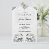 Gothic Skulls Moody Dark Wedding Probe Dinner Einladung (Stehend Vorderseite)