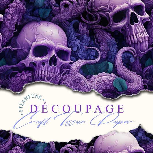 Gothic Skulls Octopus Steampunk Ocean Seidenpapier