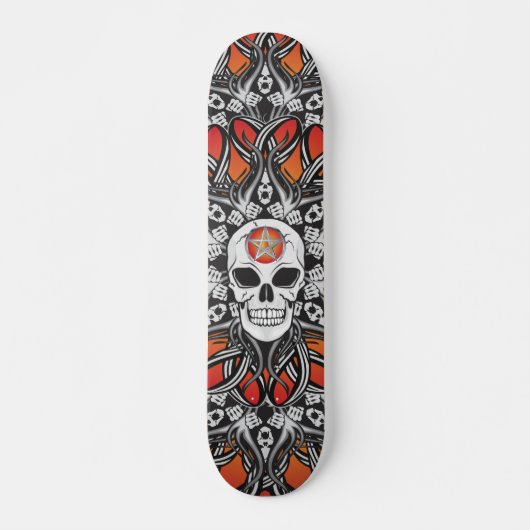 Gothic Skulls - Orange Skateboard (Vorne)