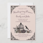 Gothic Skulls, Pumpkin & Herbstlaubs Erntedank Einladung (Vorderseite)