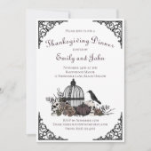 Gothic Skulls, Pumpkin & Herbstlaubs Erntedank Einladung (Vorderseite)