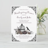 Gothic Skulls, Pumpkin & Herbstlaubs Erntedank Einladung (Stehend Vorderseite)