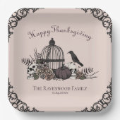 Gothic Skulls, Pumpkin & Herbstlaubs Erntedank Pappteller (Vorderseite)