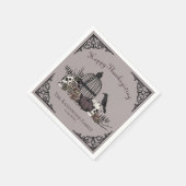 Gothic Skulls, Pumpkin & Herbstlaubs Erntedank Serviette (Ecke)