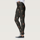 Gothic Skulls & Ravens Black Halloween Muster Leggings (Links)