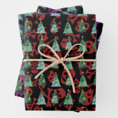 Gothic Skulls Red Lila Blue Christmas Trees Geschenkpapier Set (Beispiel)