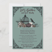 Gothic Skulls & Rose Danke an die Freundschaft Einladung (Vorderseite)