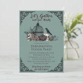 Gothic Skulls & Rose Danke an die Freundschaft Einladung (Stehend Vorderseite)