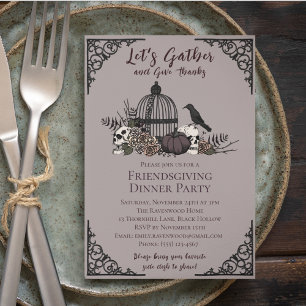 Gothic Skulls & Rose Danke an die Freundschaft Einladung