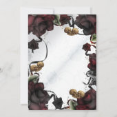 Gothic Skulls Rote Rosen Weißes Halloween Hochzeit Einladung (Rückseite)