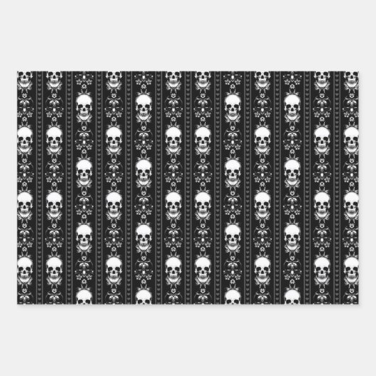 Gothic Skulls & Stripes Collection Geschenkpapier Set (Vorderseite)