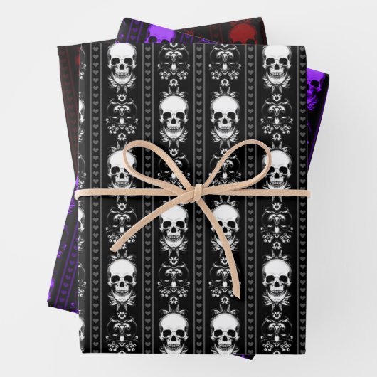 Gothic Skulls & Stripes Collection Geschenkpapier Set (Beispiel)