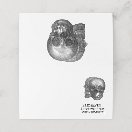 Gothic Skulls Table Platzkarte oder Escort Card (Außenseite Aufgefaltet)