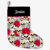 Gothic Skulls und Blume Gemustert Kleiner Weihnachtsstrumpf (Vorderseite)