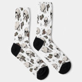 Gothic Skulls und Rose Blumenbeete Socken (Rechts)
