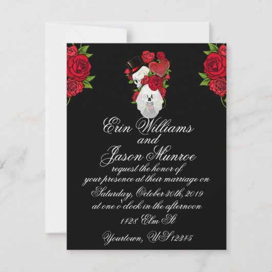 Gothic Skulls und Rose Einladung (Vorderseite)