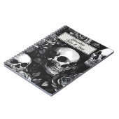 Gothic Skulls und Rose schwarz Notizblock (Linke Seite)