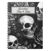 Gothic Skulls und Rose schwarz Notizblock (Vorderseite)