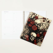 Gothic Skulls und rote Rosen Monogramm Planer (Anzeige)