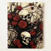 Gothic Skulls und rote Rosen Monogramm Planer (Rückseite)