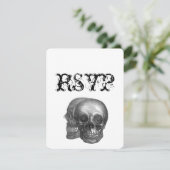 Gothic Skulls Wedding RSVP Karte (Stehend Vorderseite)