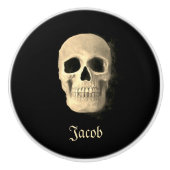 Gothic Smokey Skull Head Cool Black Beige Macabre Keramikknauf (Vorderseite)
