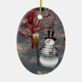 Gothic Snowman Oval Ornament (Vorne)