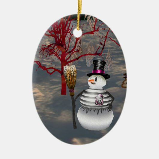 Gothic Snowman Oval Ornament (Vorne)