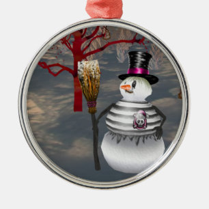 Gothic Snowman Round Ornament