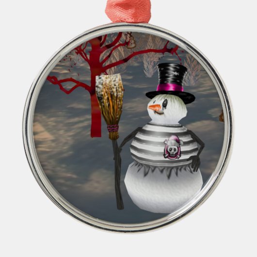 Gothic Snowman Round Ornament (Vorne)