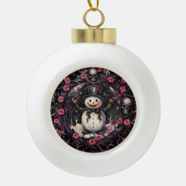 Gothic Snowman Skulls und Rose Keramik Kugel-Ornament