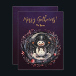 Gothic Snowman Xmas Feiertagskarte<br><div class="desc">Das Design besticht durch einen spitzigen Schneemann, der von einem dornigen Weinkreide mit kleinen Weihnachtsäpfeln umgeben ist. Die Schrift sagt "Merry Gothmas" und der Familienname darunter lässt sich leicht editieren, indem man auf den "Personalize" Button klickt und seinen eigenen Namen hinzufügt. Es ist perfekt für jeden, der ein unkonventionelleres Weihnachtsmotiv...</div>
