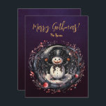 Gothic Snowman Xmas Feiertagskarte<br><div class="desc">Das Design besticht durch einen spitzigen Schneemann, der von einem dornigen Weinkreide mit kleinen Weihnachtsäpfeln umgeben ist. Die Schrift sagt "Merry Gothmas" und der Familienname darunter lässt sich leicht editieren, indem man auf den "Personalize" Button klickt und seinen eigenen Namen hinzufügt. Es ist perfekt für jeden, der ein unkonventionelleres Weihnachtsmotiv...</div>