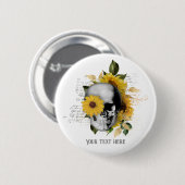 Gothic Sonnenblumen Skelett Button (Vorne & Hinten)