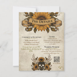 Gothic-Sonnenblumen-Totenkopf-Herbst-Vintage-Hallo Ankündigung