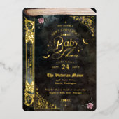 Gothic Spellband Vintag Goth Book Baby Shower Folieneinladung (Vorderseite)