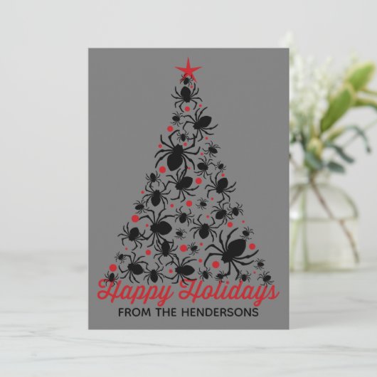 Gothic Spider Christmas Tree Karte (Stehend Vorderseite)